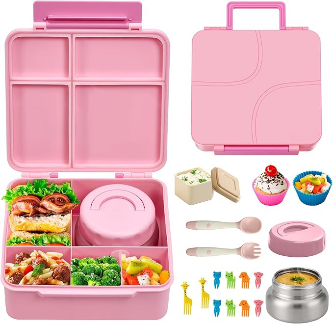 Bento Box for Kids Lunch box with Leak Proof Thermos Food Jar, Food Lunch Containers for Girls wi... | Amazon (US)