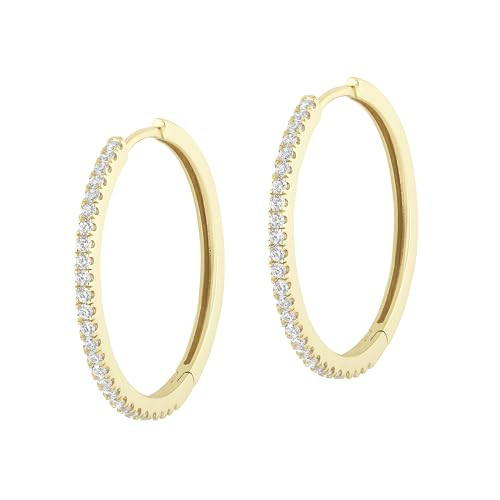Electric Picks Jewelry Cadillac Hoops - Classic 14kt Gold Plated Crystal Hoop Earrings, Lightweight 1.6mm Thick, 1'', Classic Women's Staple Earrings | Amazon (US)