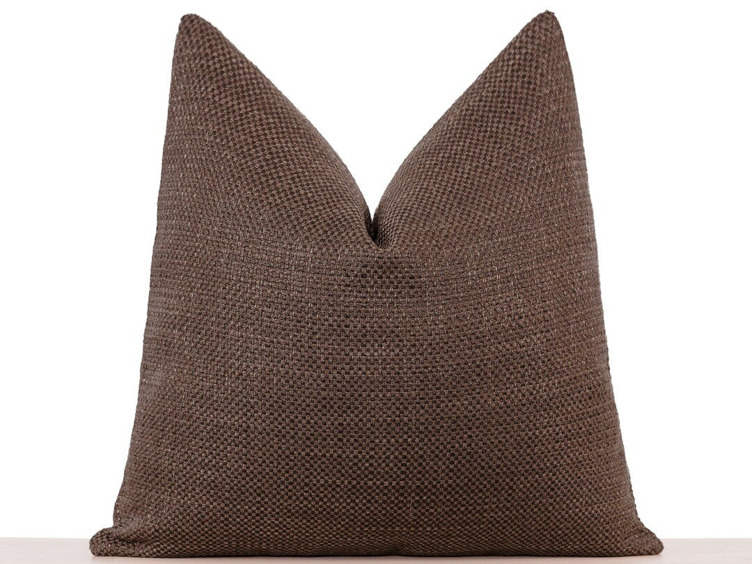 Woven Brown Pillow Cover, Throw Pillow Cover, Euro Sham Cover, Boho Pillow Cover, Brown Cushion C... | Etsy (US)