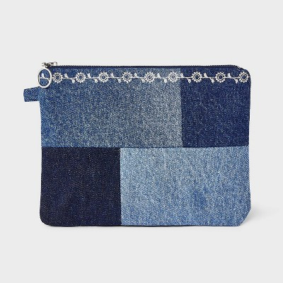 Denim Patchwork Zip Pouch - Universal Thread™ Blue Denim | Target