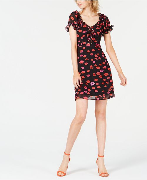 Betsey Johnson Lip-Print A-Line Dress & Reviews - Dresses - Women - Macy's | Macys (US)