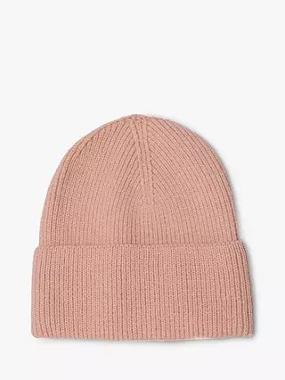 Bloom & Bay Laurel Rib Knit Beanie Hat, Pink | John Lewis (UK)