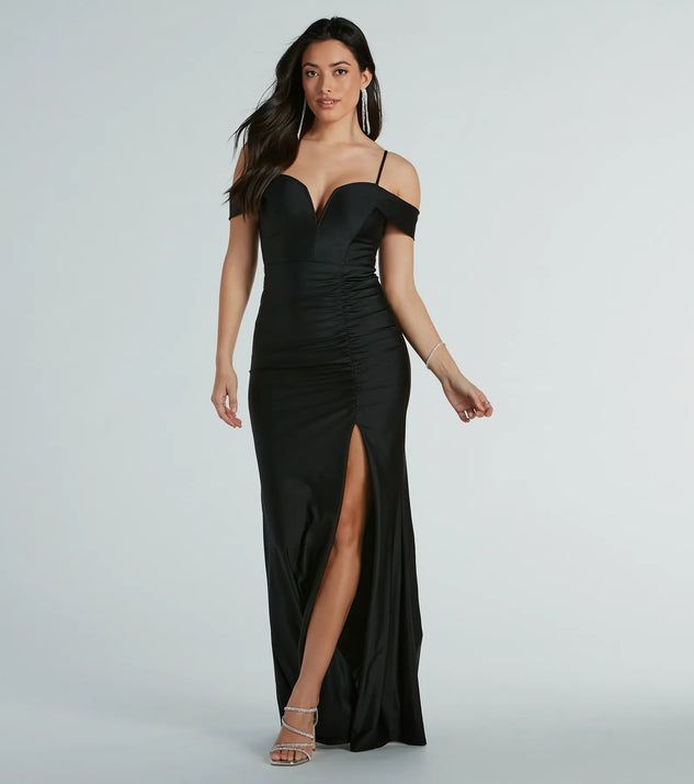 Danielle Cold-Shoulder Ruched Knit Mermaid Dress | Windsor Stores