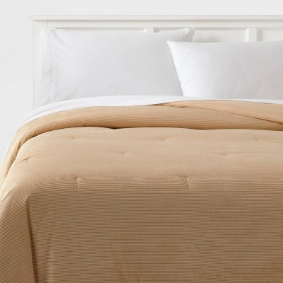 Full/Queen Corduroy Plush Comforter Khaki - Room Essentials™: Lightweight, Teen Bedding, OEKO-TEX Certified | Target