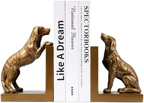Dog Bookends, Book Ends for Shelves to Hold Books Heavy Duty, Creative Resin Book Holders for Kit... | Amazon (US)