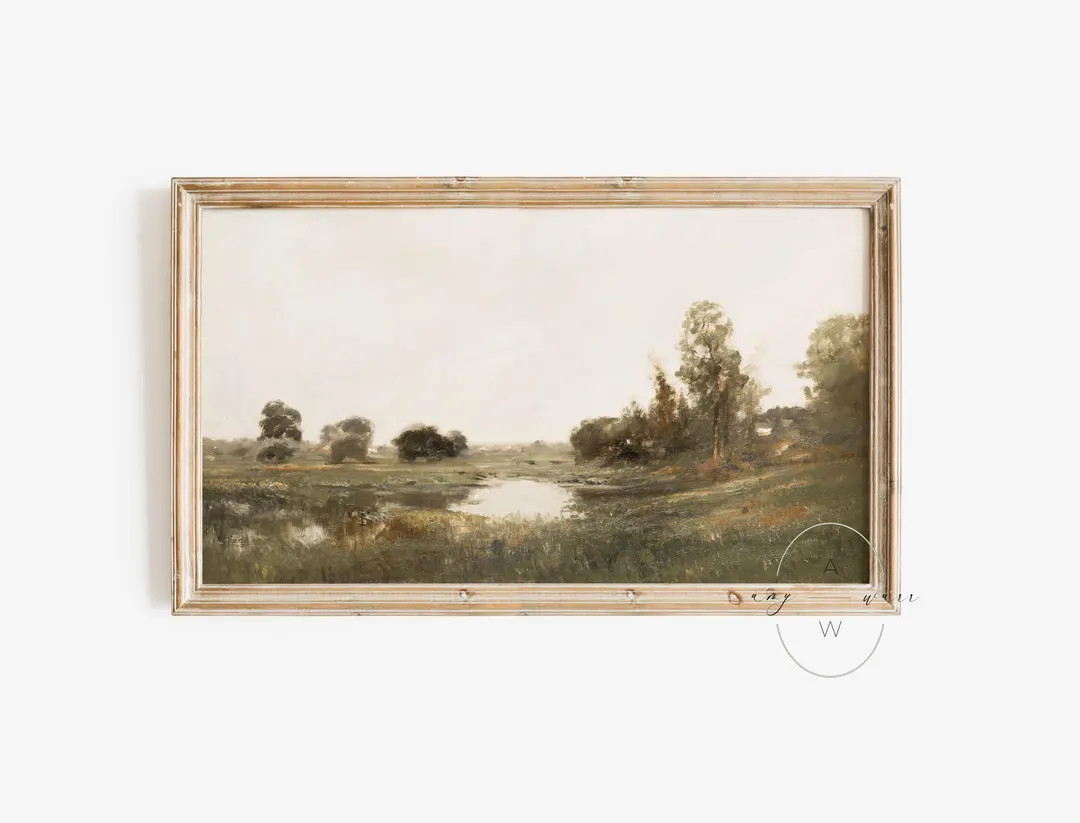 Frame TV Art Fall, Landscape Vintage Painting With Trees - Etsy | Etsy (US)