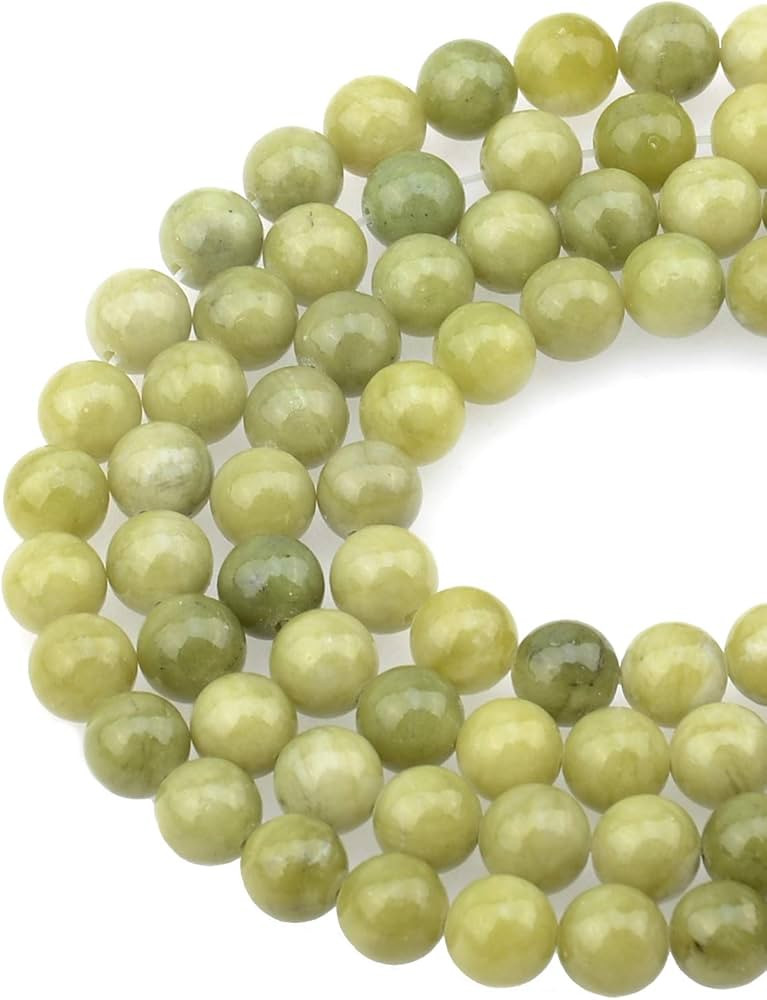 LPBeads 100PCS 8mm Natural Green Jade Beads Gemstone Round Loose Beads for Jewelry Making with Cr... | Amazon (US)
