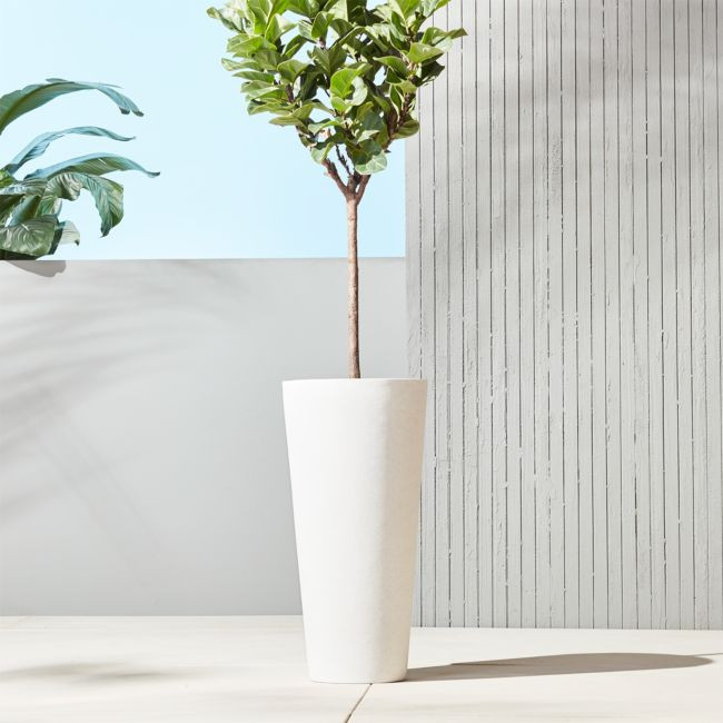 Shore White Stone Indoor/Outdoor Planter Tall | CB2