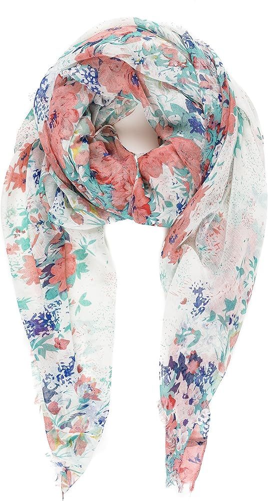 Scarf for Women Lightweight Floral Flower Scarves for Spring Fall Shawl Wrap | Amazon (US)