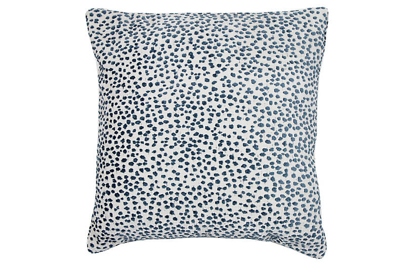 Lola 22x22 Dots Pillow, Prussian Blue/White | One Kings Lane