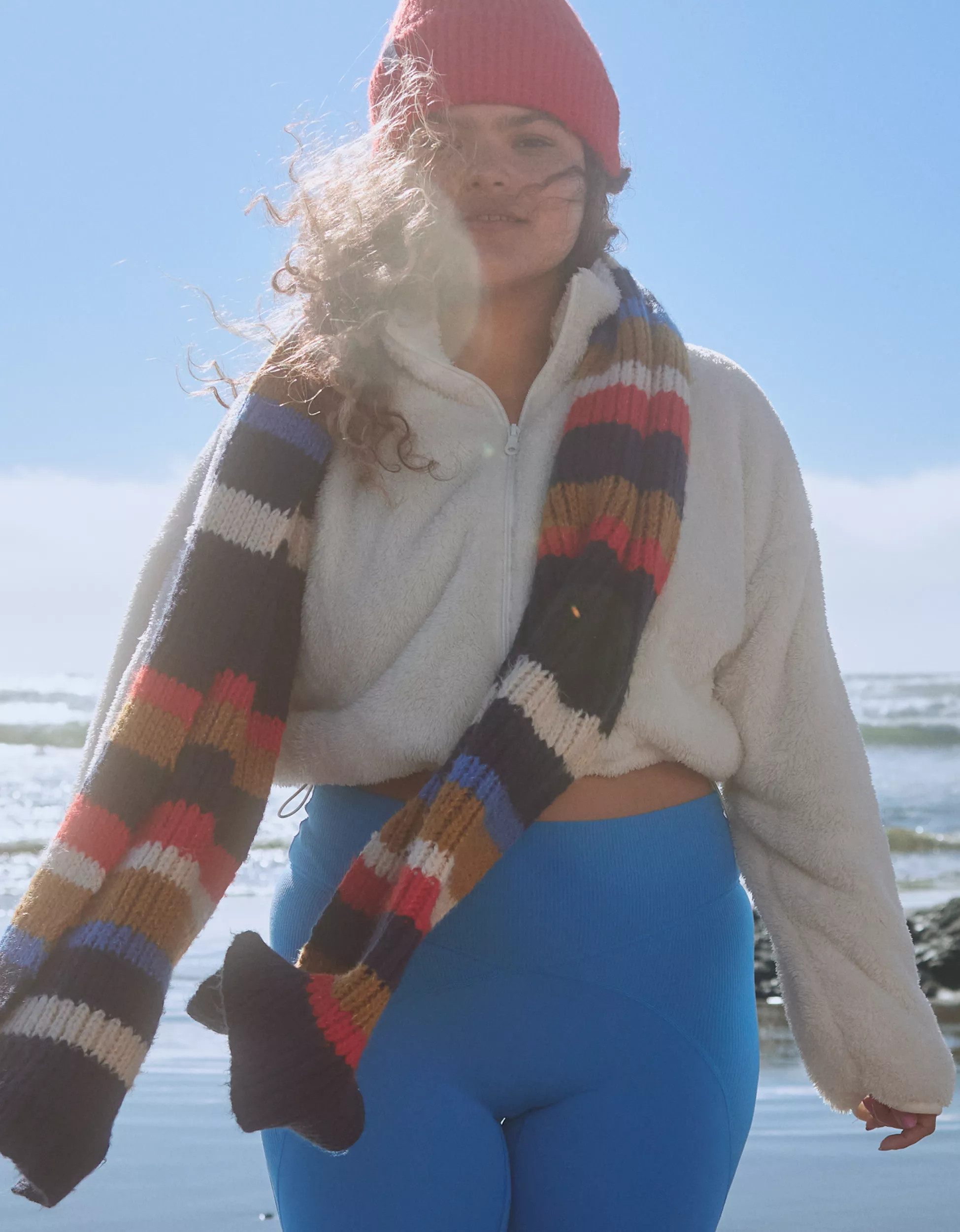 OFFLINE By Aerie Fluffy Sherpa Cropped Full Zip Sweatshirt | American Eagle Outfitters (US & CA)