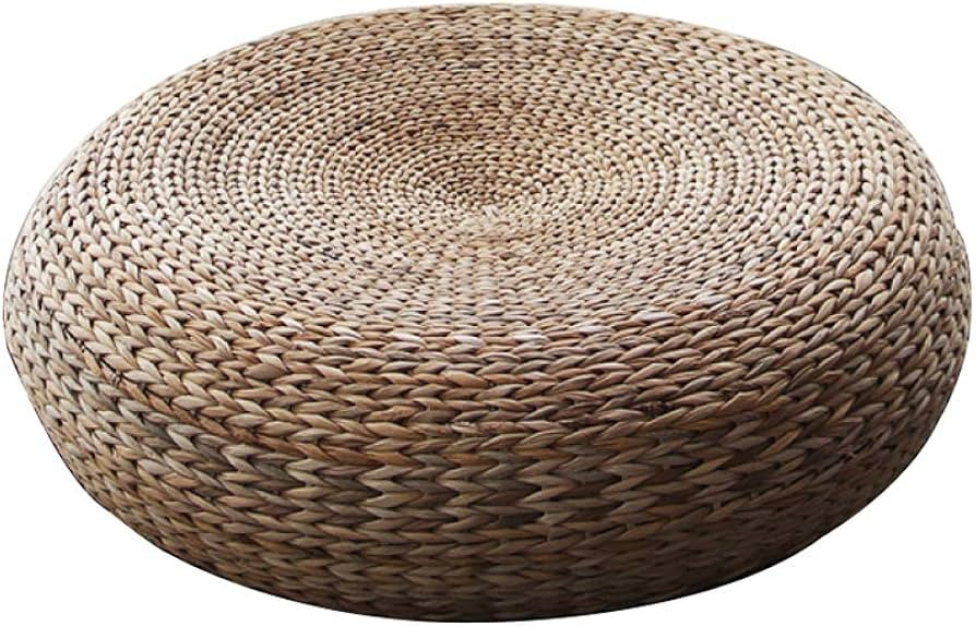Handwoven Banana Leaf Pouffe Chair - Round Floor Seat with Padded Cushion for Comfort - Eco-Frien... | Amazon (US)
