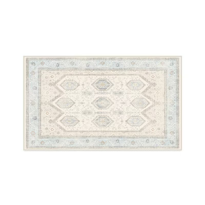 Ruggable Washable Bridgerton Crown Affair Opal Rug Ivory/Blue | Target