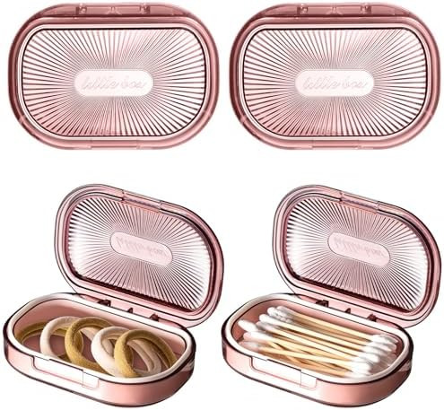 Kigley 4 Pcs Hair Tie Container Small Portable Travel Cotton Swab Holder Flosser Dispenser with L... | Amazon (US)
