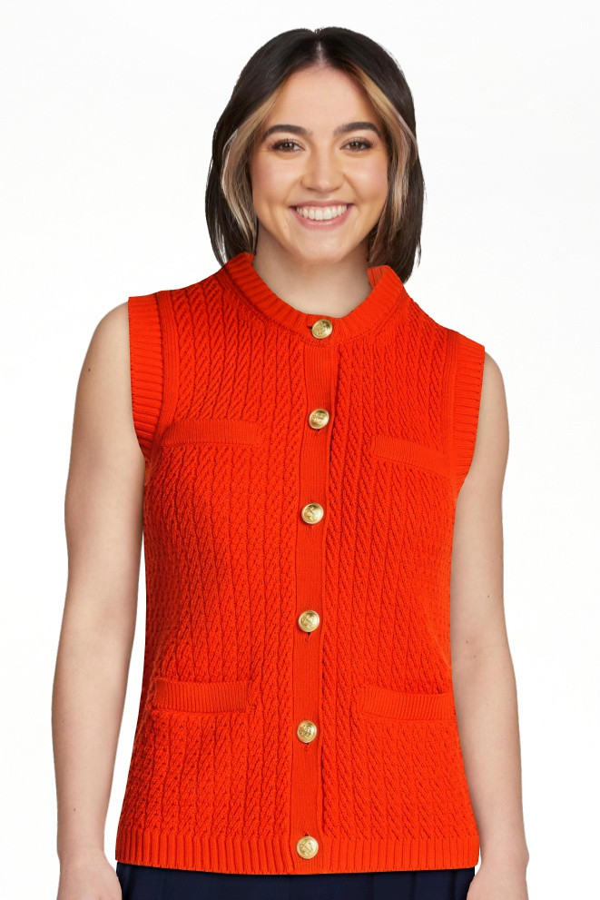 Free Assembly Women's and Women's Plus Button Front Cable Knit Sweater Vest, Lightweight, Sizes X... | Walmart (US)