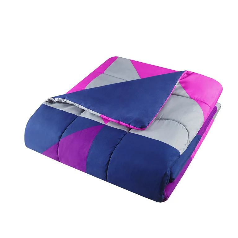 Mainstays Purple and Blue Geometric Print 6-Piece Bed in a Bag, Twin/Twin XL | Walmart (US)