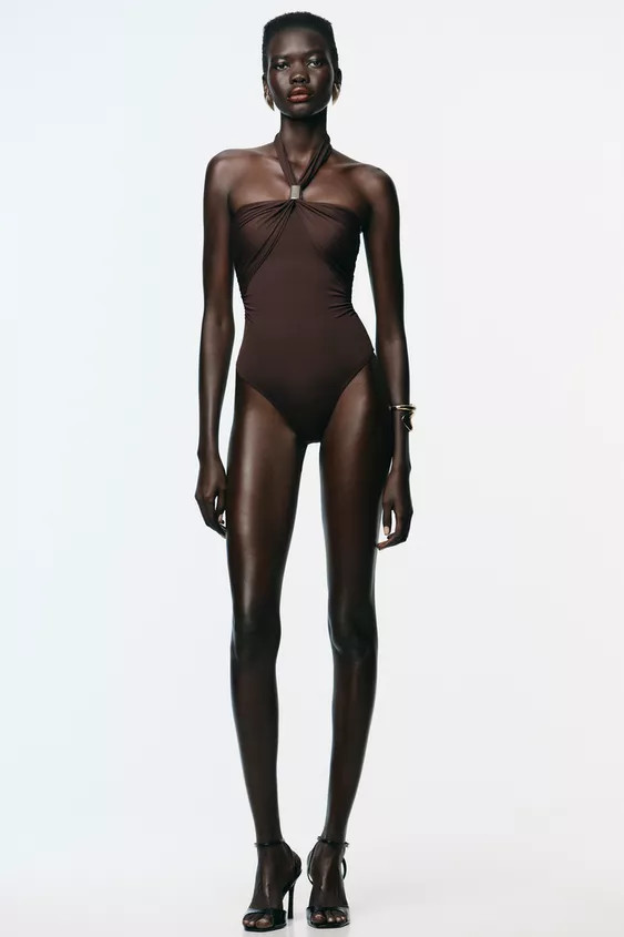 POLYAMIDE HALTER BODYSUIT WITH METAL DETAIL | Zara UK