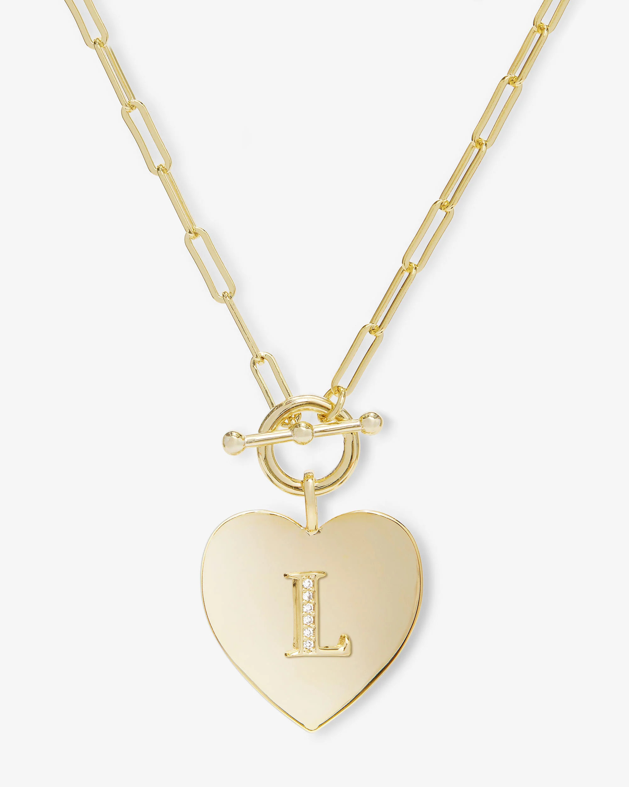 Love Letters Heart Necklace - Gold|White Diamondettes - L | Melinda Maria Jewelry
