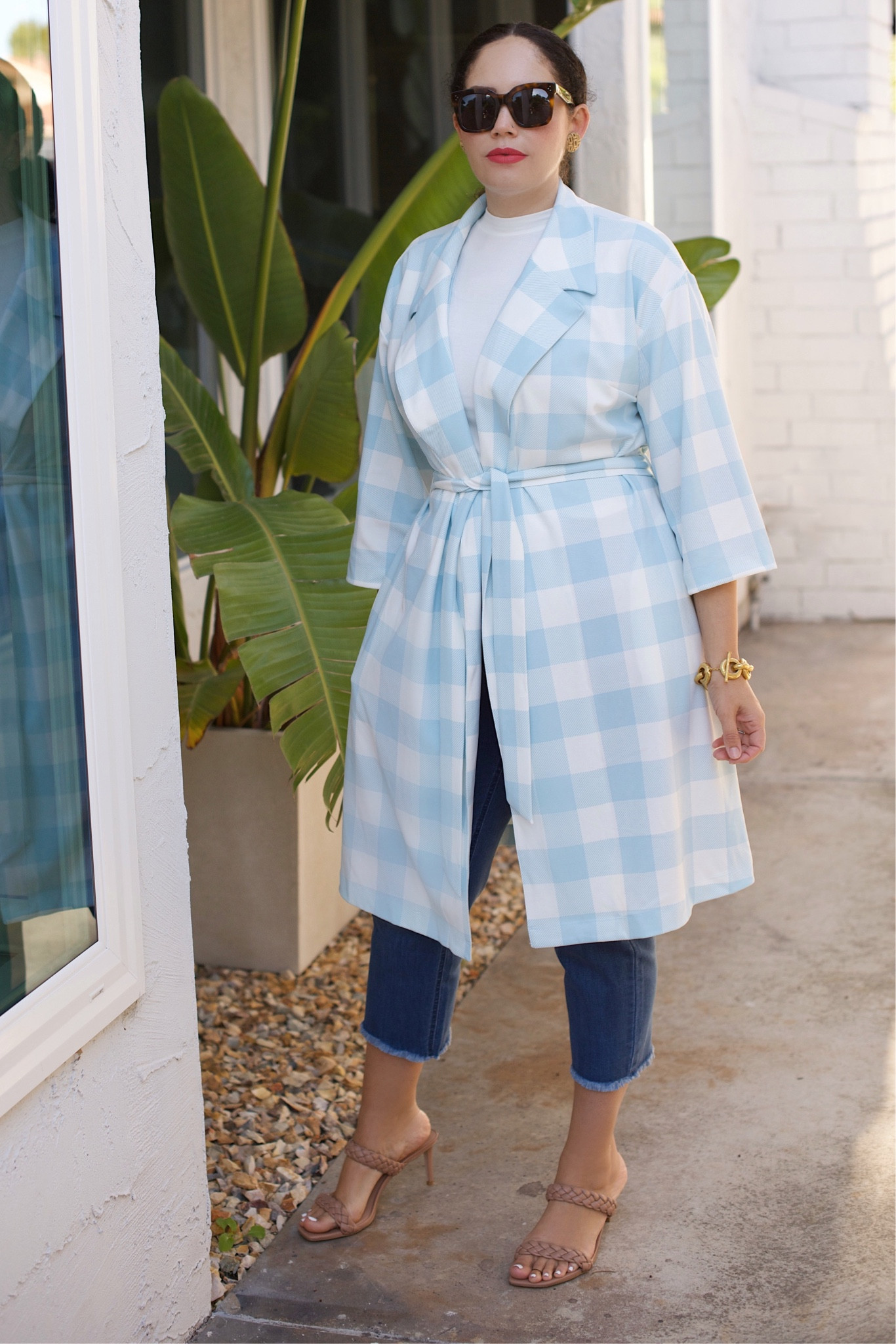 Gingham jacket, raw gel straight leg jeans 

#LTKcurves #LTKSeasonal #LTKunder100