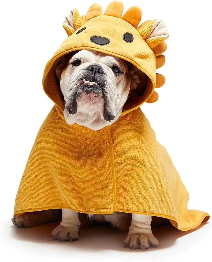 BarkBox Dog Bathrobe Towel - Lightweight, Super Cute Fast Drying Bathrobe for Dogs - Lion (Medium... | Amazon (US)