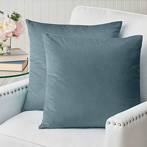 The Connecticut Home Company Velvet Throw Pillow Covers, 18x18 Set of 2, Soft Decorative Square Pill | Amazon (US)