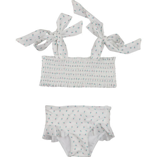 Pink Rosebud Smocked Lycra  Bikini | Cecil and Lou