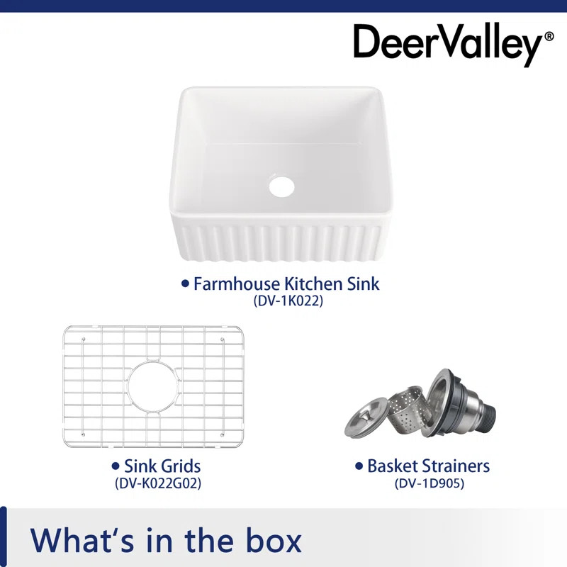 Perch 24" L X 18" W Farmhouse/Apron Kitchen Sink with Sink Grid and Basket Strainer | Wayfair North America