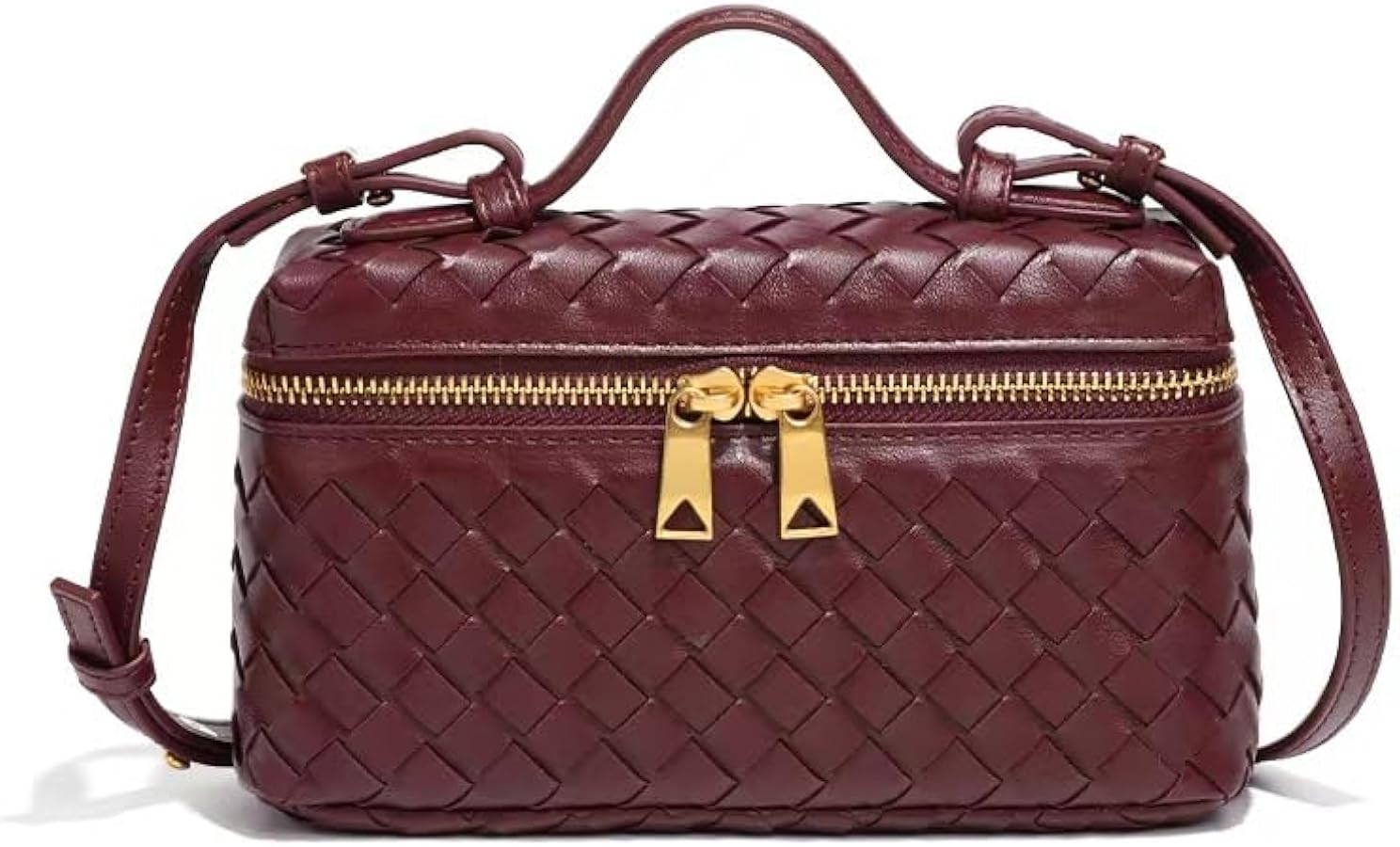 Women's Square Woven Crossbody Bags L19 Pouch Top-Handle PU Leather Shoulder Bag Designer Trendy ... | Amazon (US)