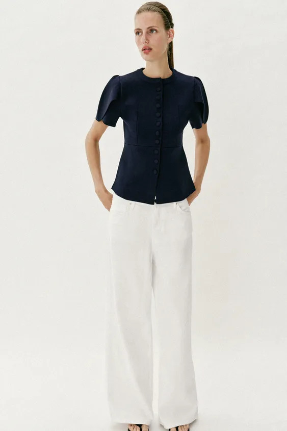 PUFF SLEEVE CARDIGAN WITH SLITS | Zara US