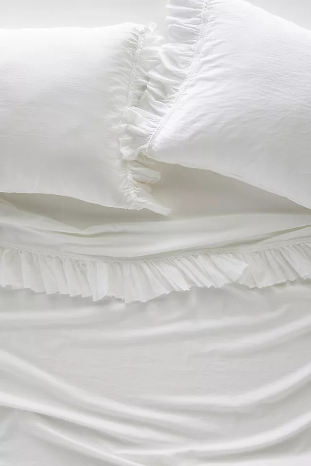 Ruffled Organic Spa Sateen Sheet Set | Anthropologie (US)