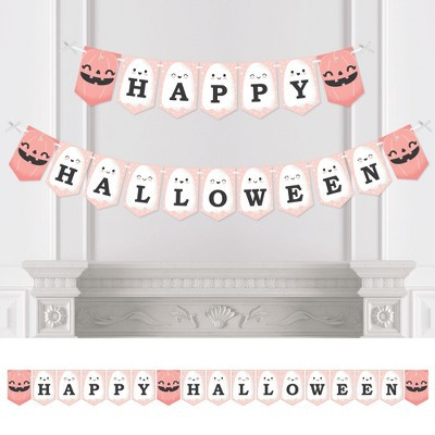 Big Dot of Happiness Pastel Halloween - Pink Pumpkin Party Bunting Banner - Party Decorations - Happy Halloween | Target