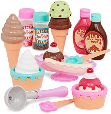 Play Circle by Battat – Sweet Treats Ice Cream Parlour Playset – Sprinkles, Cones, Spoons, Cu... | Amazon (US)