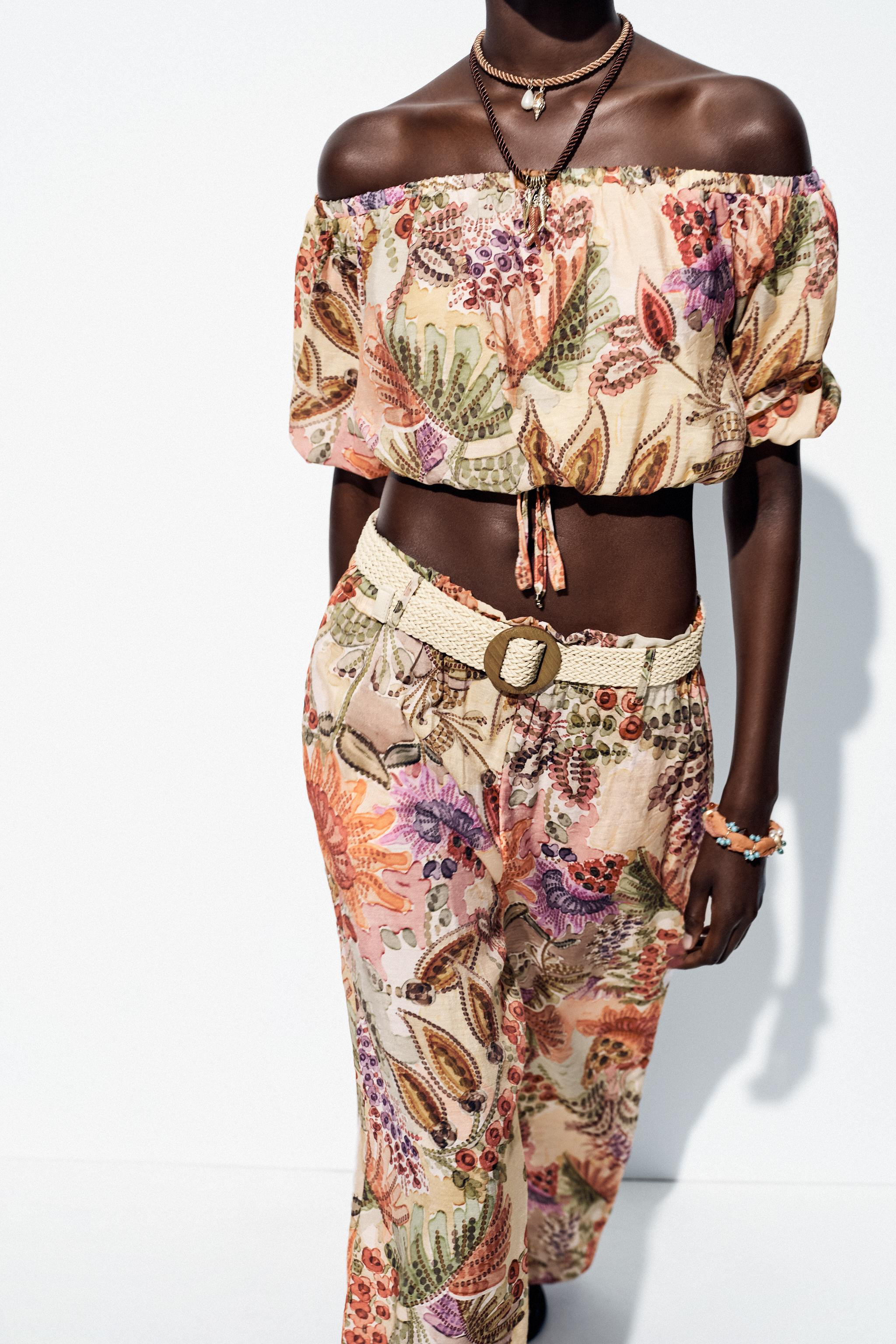 PRINTED BALLOON CROP TOP | Zara US