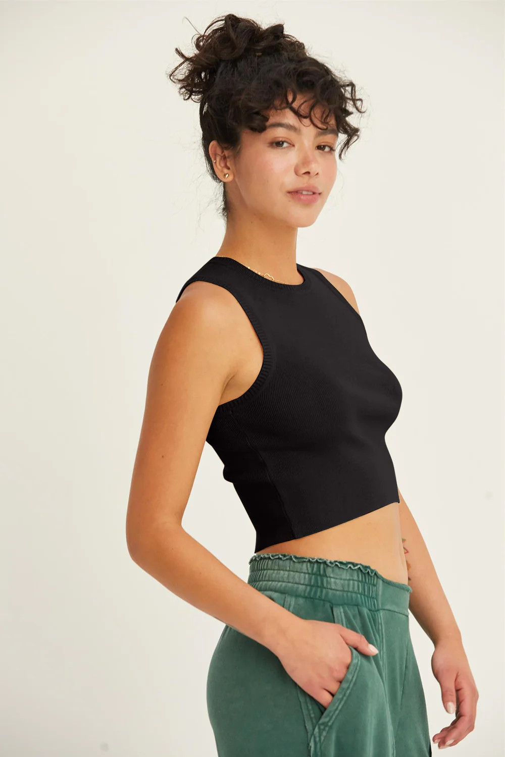 HYFVE Ribbed Knit Cropped Tank Black / S | Casual Chic Boutique