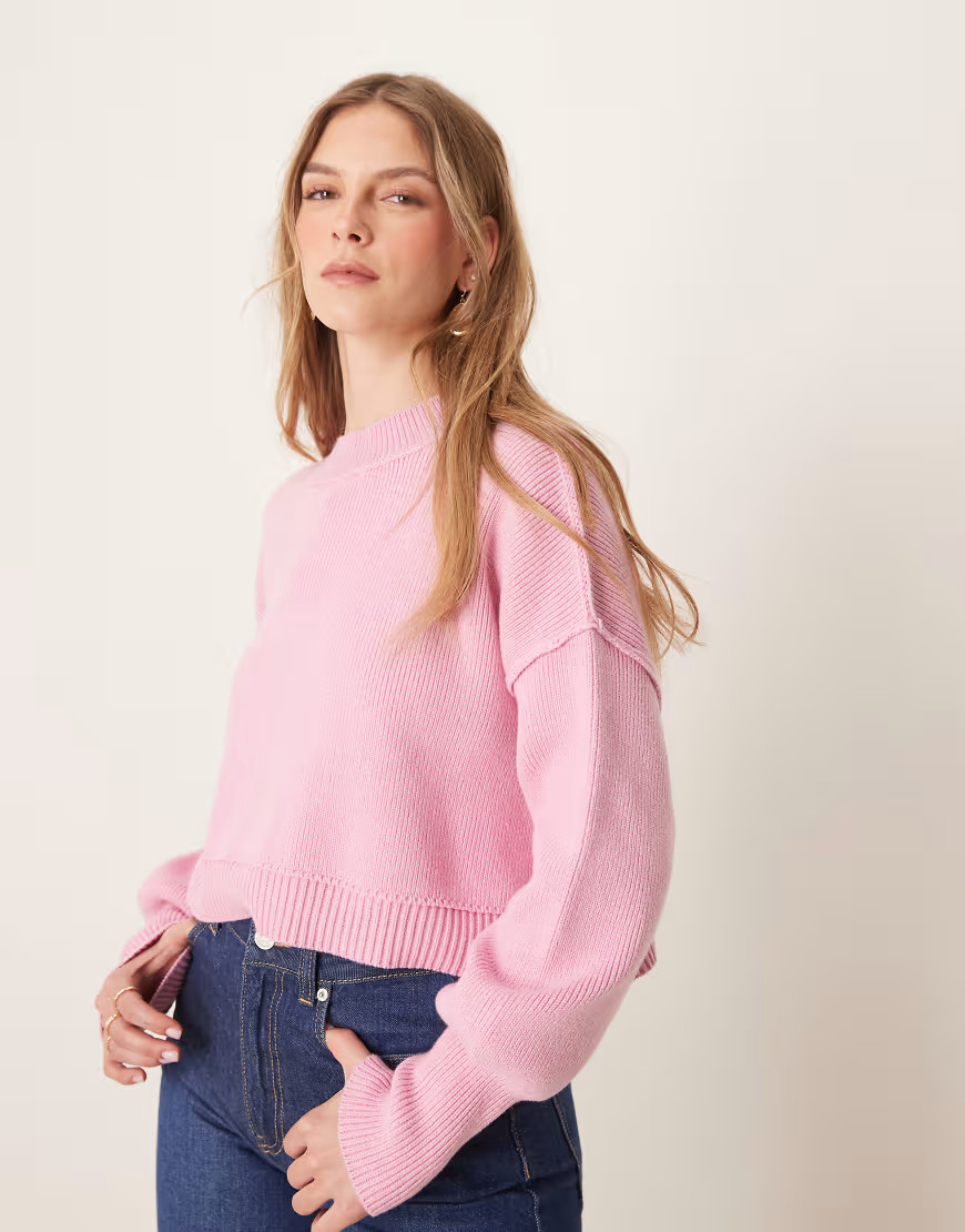Free People easy street cropped sweater in rose pink | ASOS (Global)