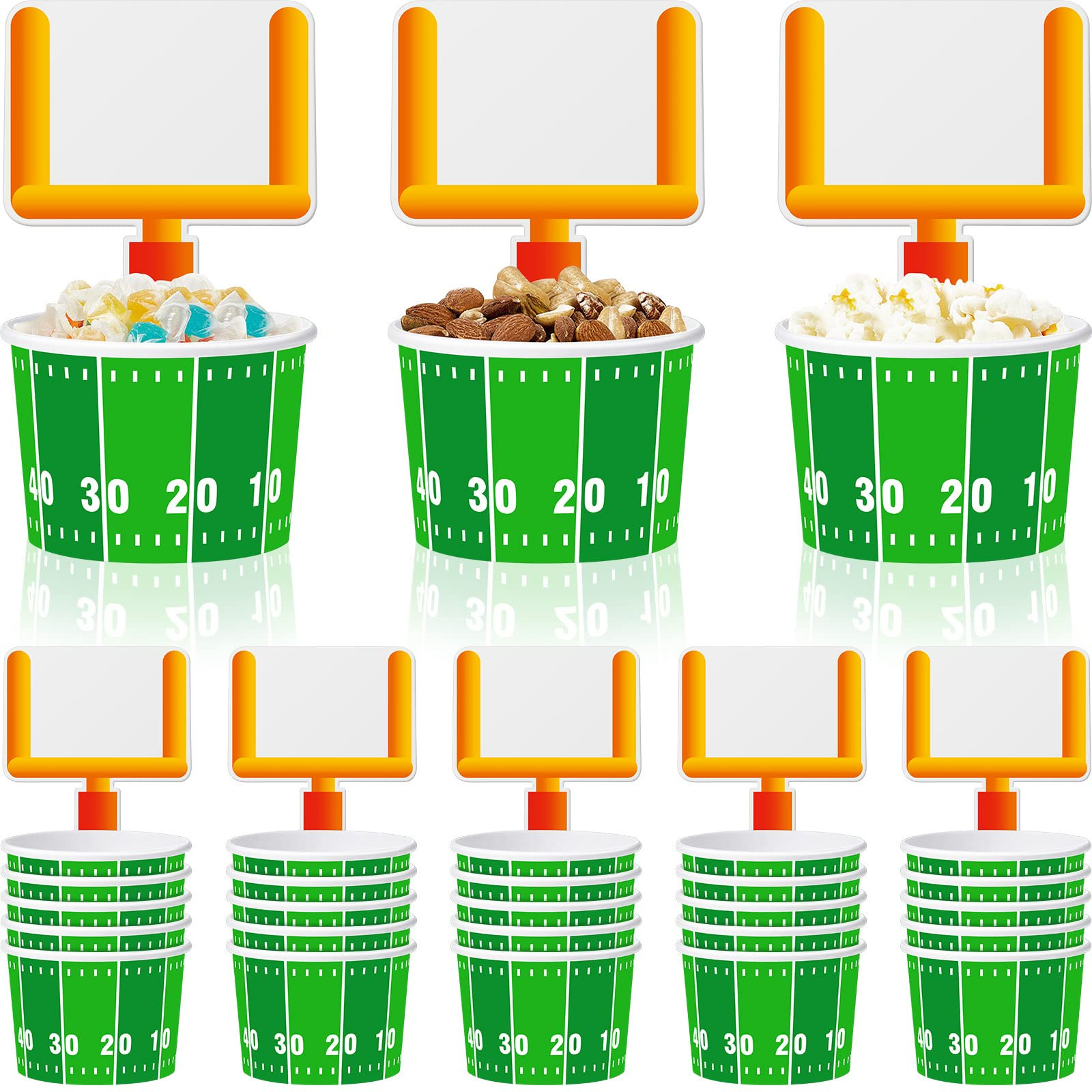 24 Set Football Bowls Snacks Paper Cups Disposable Football Party Decorations Supplies Favors with Tailgate Cards for Kids Tailgate Games Birthday Sports Events Popcorn | Amazon (US)