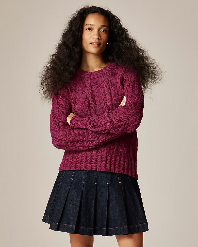 Cable-knit crewneck sweater | J. Crew US