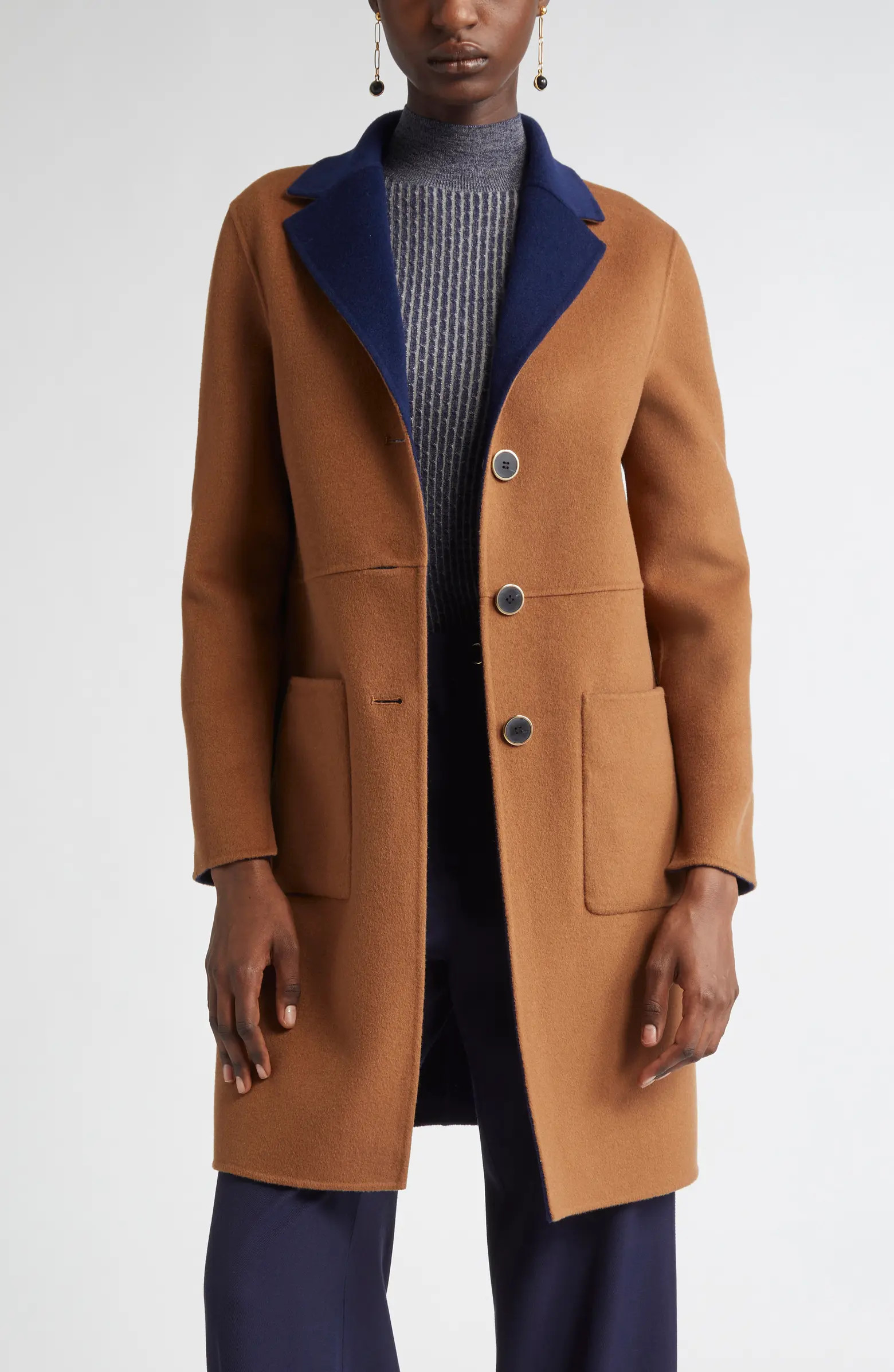 St. John Collection Two-Tone Double Face Wool & Cashmere Coat | Nordstrom | Nordstrom