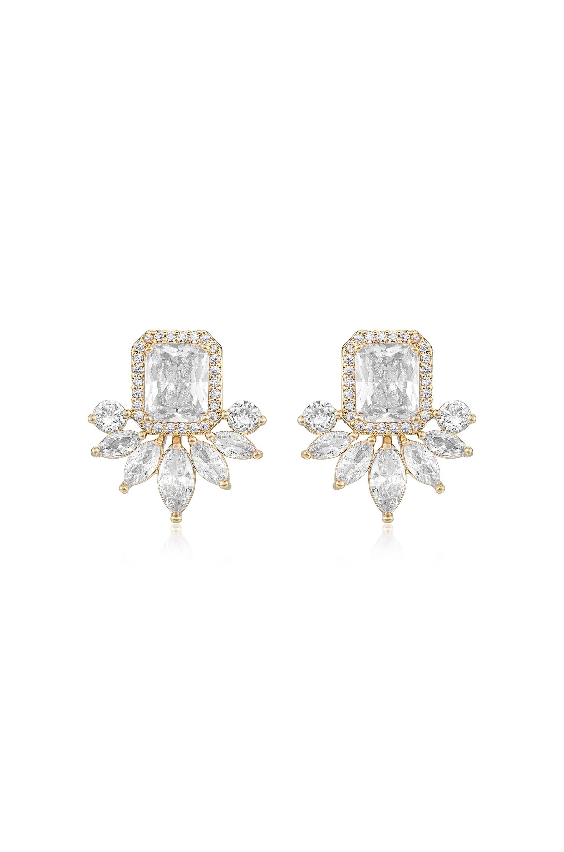 Shine Crystal 18k Gold Plated Stud Earrings | Ettika