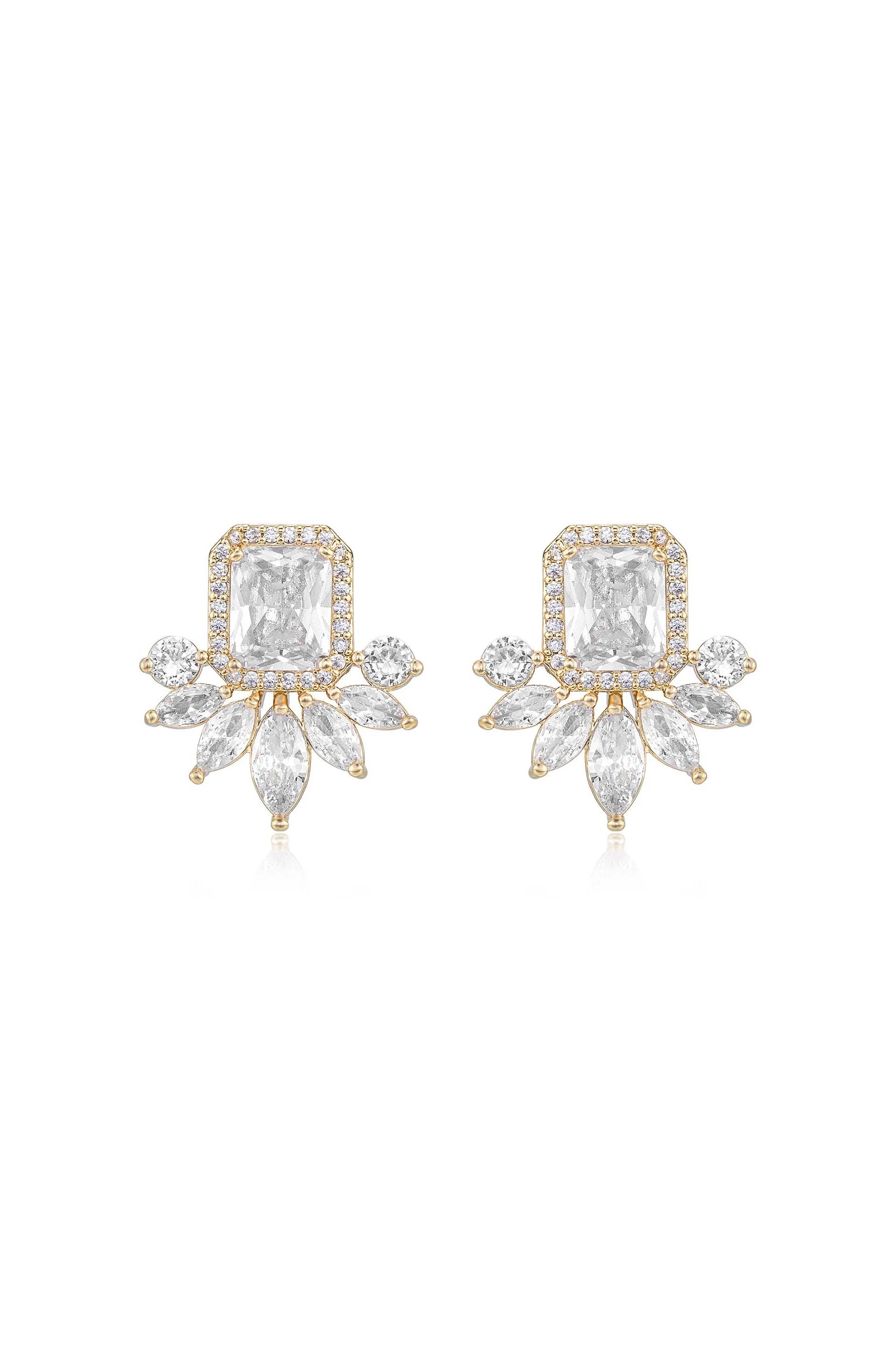 Shine Crystal 18k Gold Plated Stud Earrings | Ettika