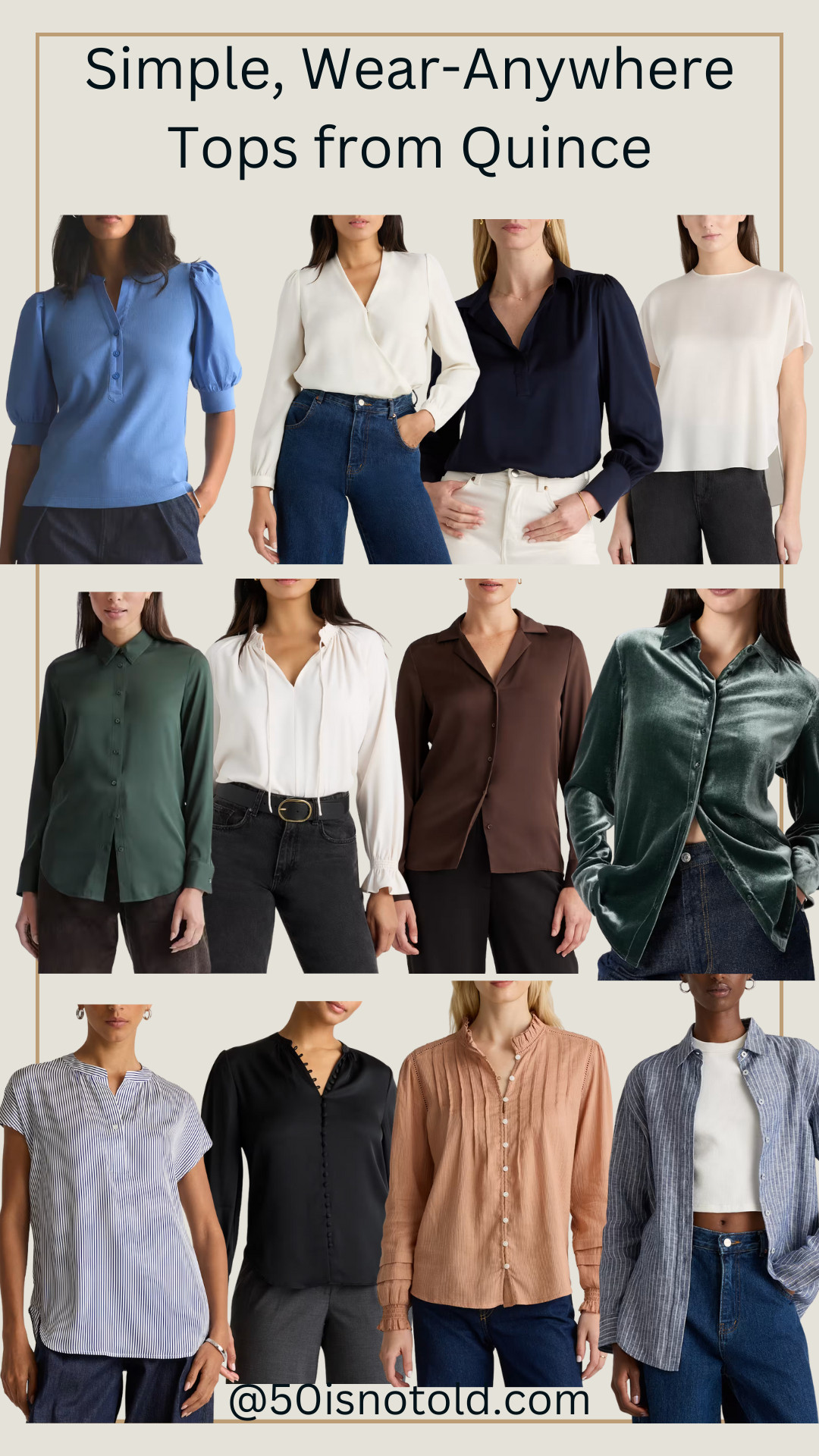 Easy tops that feel comfortable but still look put together. All from Quince. 

 #LTKootd #LTKOver40 #LTKWorkwear