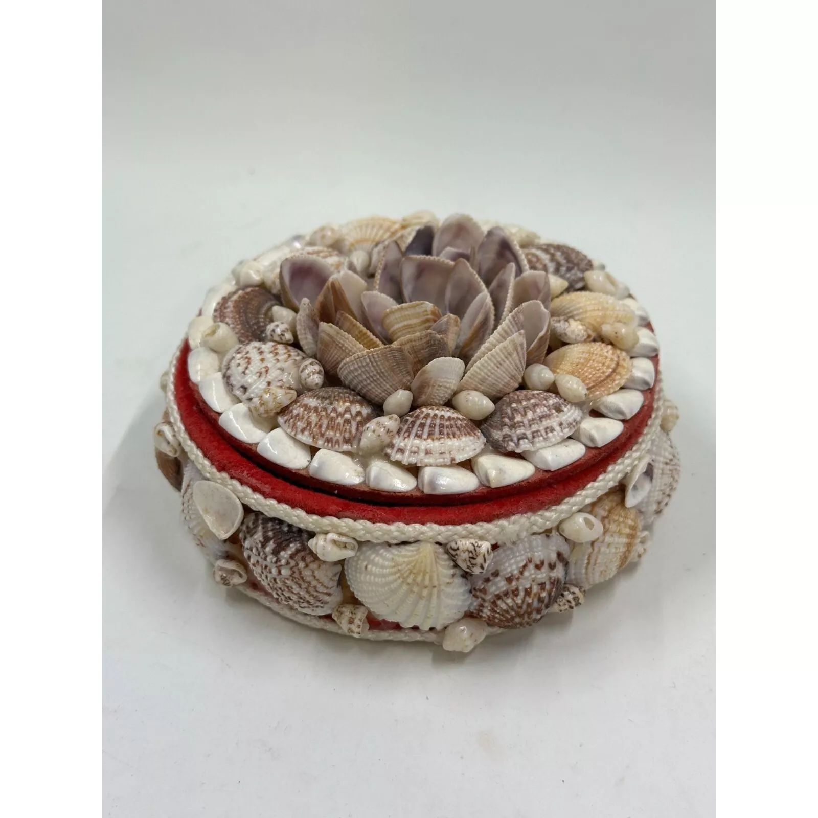 Vintage Seashell Jewelry Trinket  4.5" Round Box | eBay US