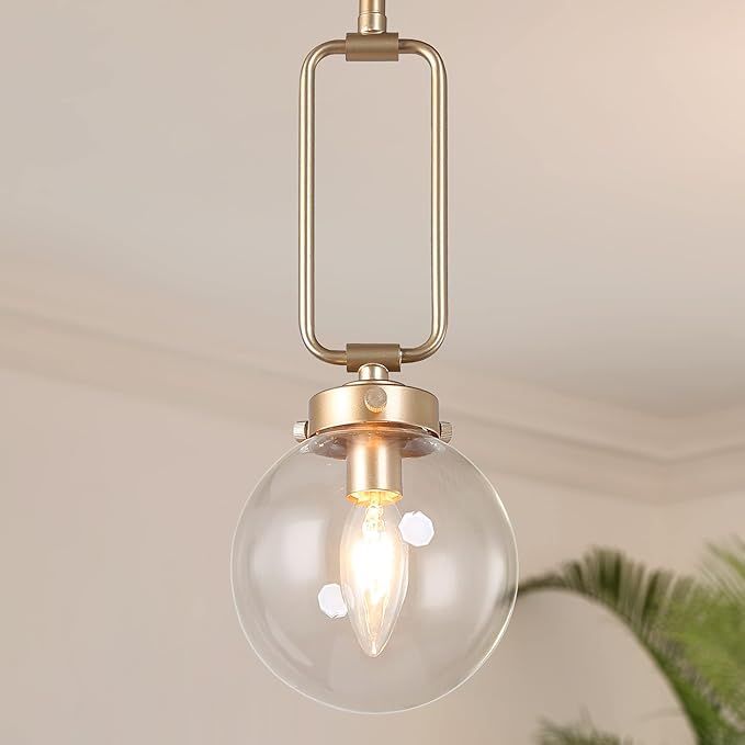 Optimant Lighting Modern Glass Globe Pendant Light, Gold Hanging Orb Lighting Fixture for Kitchen... | Amazon (US)