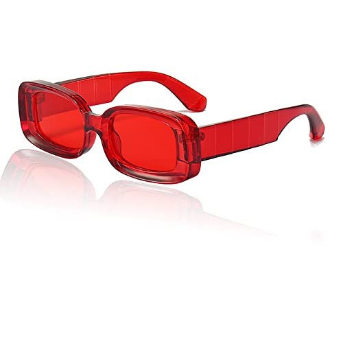 Mriendao Red Sunglasses for Women Men Retro Rectangle Sun Glasses Shades Trendy Stylish Rectangular Chunky Thick Frame 2025 | Amazon (US)