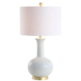 JONATHAN Y Brussels 27 in. White/Brass Ceramic/Metal LED Table Lamp-JYL6208A - The Home Depot | The Home Depot