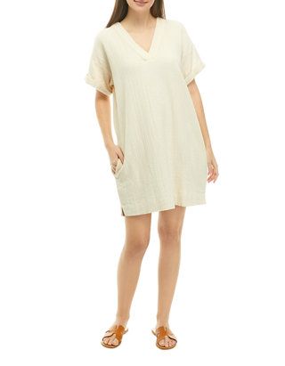 Women's Short Sleeve Cotton Gauze V-Neck Dress | Belk