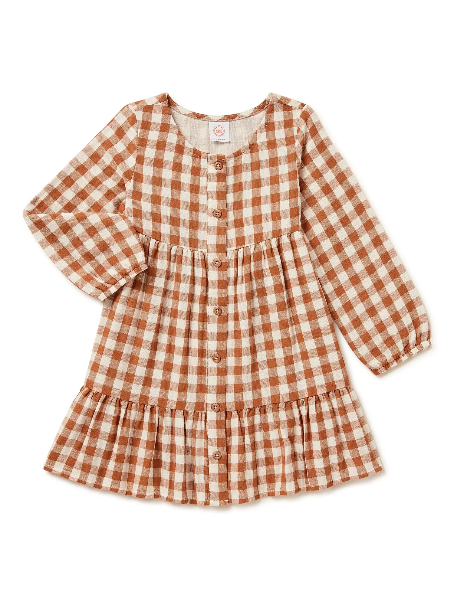Wonder Nation Baby and Toddler Girl Long Sleeve Dress, Sizes 12M - 5T | Walmart (US)