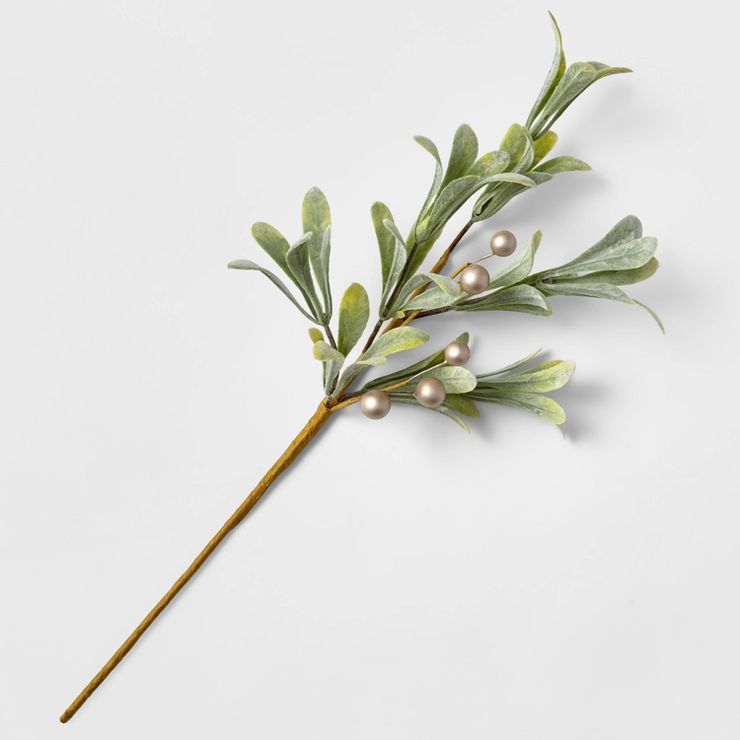 17" Frosted Leaves and Champagne Gold Berries Stem Artificial Christmas Pick - Wondershop™ | Target