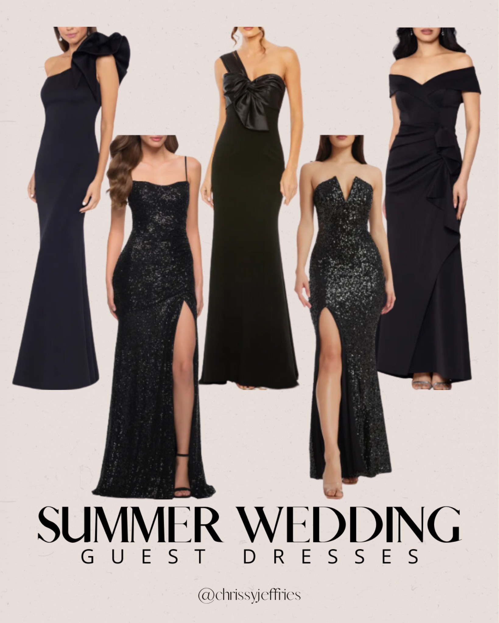 Turn heads this summer wedding season with these sophisticated black guest dresses! Perfect for evening celebrations, these gowns combine elegance and allure with stylish details like off-shoulder designs, dramatic bows, and sparkling sequins. Whether you prefer sleek silhouettes or a touch of shimmer, these dresses will ensure you look stunning and feel confident. 

#WeddingGuestDresses #SummerFashion #ElegantStyle #BlackTieAttire #ChicEveningWear


#LTKwedding #LTKsummer
