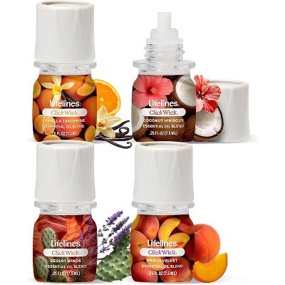 Lifelines 4pk Clickwick Sun-Kissed Escape Collection Essential Oils | Target